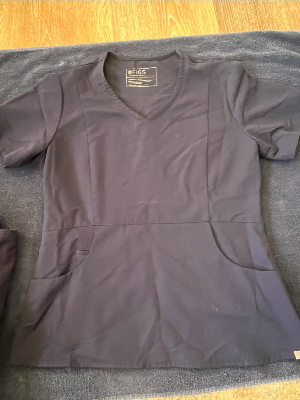Figs Black V-Neck Technical Scrub Top